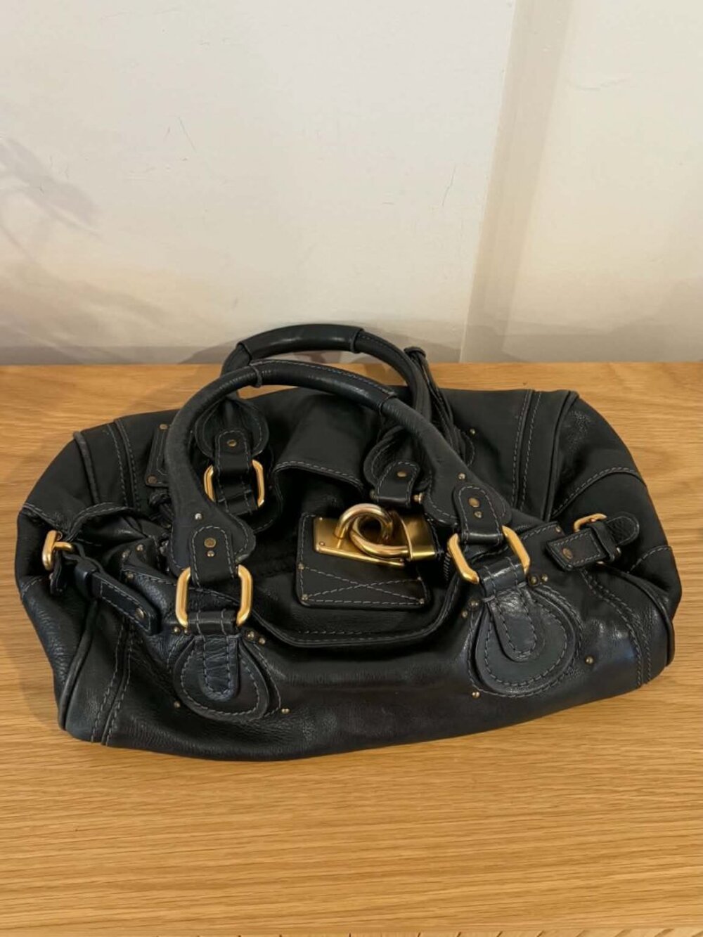 Chloé Paddington Satchel – Black Leather with Padlock & Key